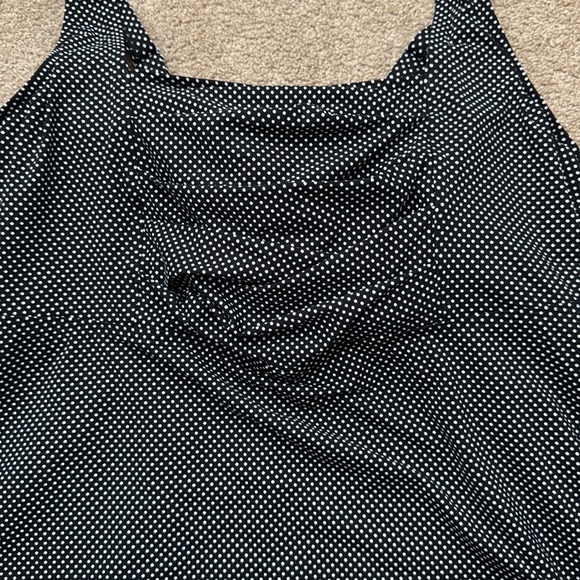 Lands' End Square Neck Black/White Polka Dot Underwire Tankini Top Size 24W DD - Picture 2 of 6